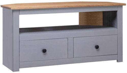 Corner TV cabinet grey 93x49x49 cm solid pine Panama series - Cabinet - Main image