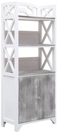 Bathroom cabinet white-grey 46 × 24 × 116 cm wood pavlovnia - Bathroom Cabinet