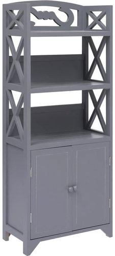 Bathroom cabinet grey 46 × 24 × 116 cm pavlovnia wood - Bathroom Cabinet - Main image