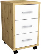 FMD Mobile cabinet with drawers oak artisan bright white - Cabinet