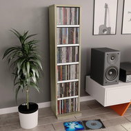 CD cabinet white and sonoma oak 21 × 20 × 88 cm chipboard - Cabinet