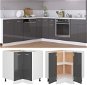 Lower corner cabinet grey with gloss 75,5x75,5x80,5 chipboard - Cupboard