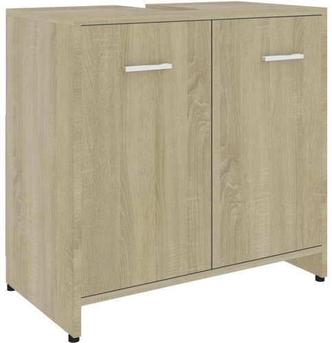 Bathroom cabinet oak sonoma 60 × 33 × 58 cm chipboard - Bathroom Cabinet - Main image