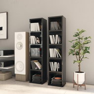 CD cabinets 2 pcs black high gloss 21x16x93,5 cm chipboard - Cabinet
