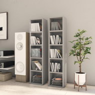 CD cabinets 2 pcs grey high gloss 21x16x93,5 cm chipboard - Cabinet