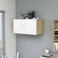Wall cabinet white and sonoma oak 80 × 39 × 40 cm chipboard - Cabinet