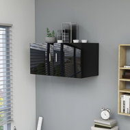 Wall cabinet black with high gloss 80x39x40 cm chipboard - Cabinet