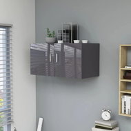 Wall cabinet grey with high gloss 80x39x40 cm chipboard - Cabinet