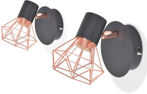 Wall Light 2 pcs E14 Black and Copper - Wall Lamp - Main image