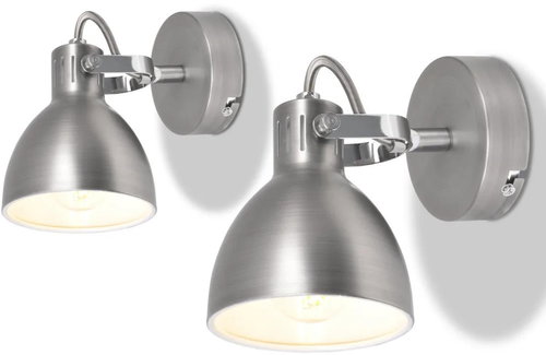 Wall Light, 2 pcs, for 2 Bulbs E14, Grey - Wall Lamp - Main image