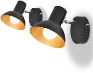 Nástěnná lampa, 2 ks, na 2 žárovky E27, černo-zlatá - Nástěnná lampa