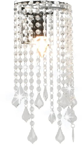 Wall Light with Crystal Beads Silver Rectangular E14 - Wall Lamp - Main image