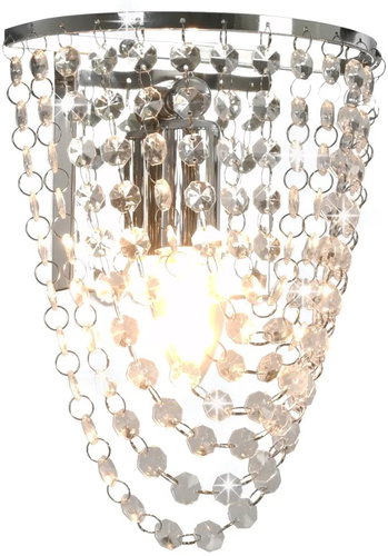 Wall Light with Crystal Beads, Silver Oval E14 - Wall Lamp - Main image