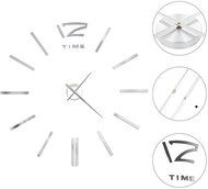 3D Wall Clock with Modern Design 100cm XXL Silver - Wall Clock