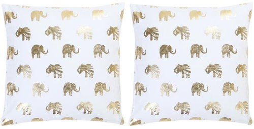 Pillows with glossy print 2 pcs white and gold 40 × 40 cm cotton - Pillow - Main image