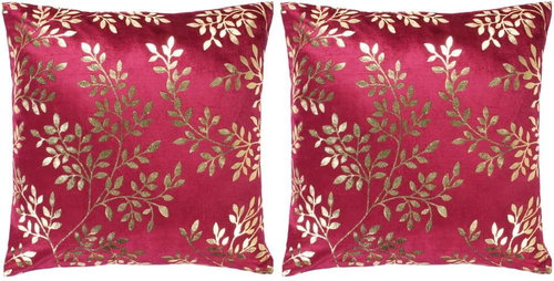 Pillows with glossy print 2 pcs chestnut and gold 40x40 cm velvet - Pillow - Main image