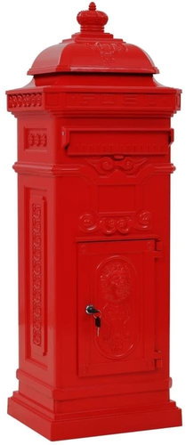 Column mailbox in vintage style rustproof red - Mailbox - Main image