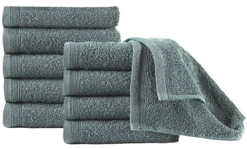 Guest towels 10 pcs cotton 450 g\m2 30 × 50 cm green - Towel - Main image