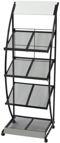 Magazine stand 47x40x134 cm black and white A4 - Magazine Rack - Main image