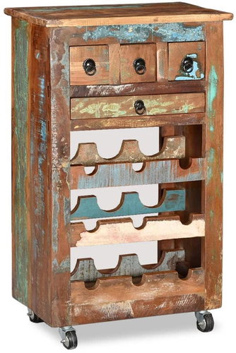 Wine Rack for 9 Bottles Solid Recycled Wood - Wine Stand - Main image