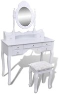 Toaletný stolík so zrkadlom, stoličkou a 7 zásuvkami biely - Toaletný stolík