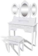 Toaletní stolek se stoličkou a 3 zrcadly bílý - Toaletní stolek