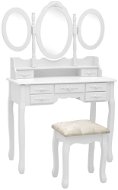 Dressing table with stool and 3-piece folding mirror white - Dressing Table