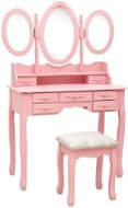 Dressing table with stool and 3-piece folding mirror pink - Dressing Table