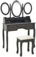 Dressing table with stool and 3-piece folding mirror grey - Dressing Table