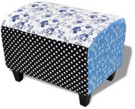 Country style stool, patchwork with flowers and polka dots, blue and white - Stool