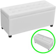 Stool with storage space, faux leather, white - Ottoman