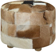 Stool, genuine leather, round, 50x50x45 cm - Ottoman