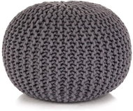 Hand-knitted cotton stool 50 × 35 cm grey - Ottoman