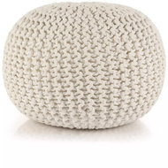 Hand knitted cotton stool 50 × 35 cm white - Ottoman