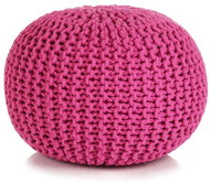 Hand knitted cotton stool 50 × 35 cm pink - Ottoman