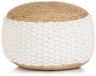 Knitted and woven cotton and jute stool 50 × 35 cm white - Stool