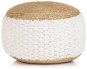 Knitted and woven cotton and jute stool 50 × 35 cm white - Stool