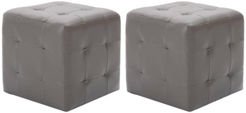 Stools 2 pcs grey 30 × 30 × 30 cm faux leather - Ottoman - Main image