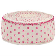 Round stool with embroidery cotton 60 × 25 cm colourful - Ottoman