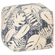 Printed stool beige and black 45 × 45 × 45 cm cotton - Ottoman