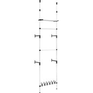 Telescopic wardrobe storage system with bars and shelf aluminium - Clothes Hanger