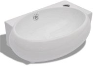 Ceramic washbasin with overflow and tap hole, white - Washbasin