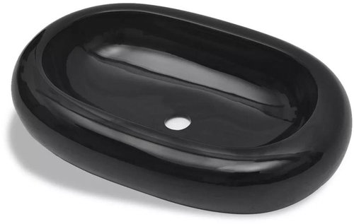 Ceramic washbasin black oval - Washbasin - Main image