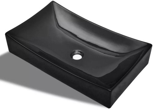 Ceramic washbasin, black, rectangular - Washbasin - Main image