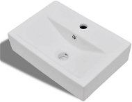 Ceramic washbasin with tap hole and overflow, white rectangular - Washbasin