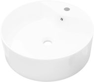 Bathroom washbasin ceramic round white, tap hole, overflow - Washbasin