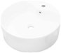 Bathroom washbasin ceramic round white, tap hole, overflow - Washbasin