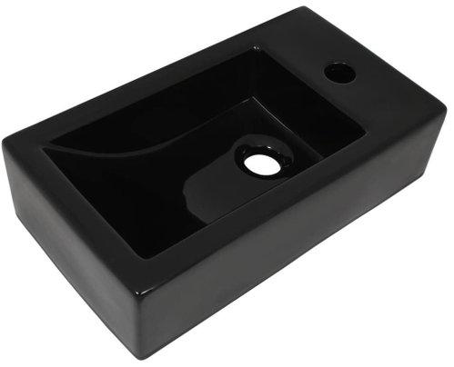 Washbasin rectangle ceramic black 46x25,5x12 cm - Washbasin - Main image