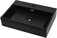 Washbasin with a hole for a faucet ceramic black 60,5x42,5x14,5 cm - Washbasin