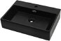 Washbasin with a hole for a faucet ceramic black 76x42,5x14,5 cm - Washbasin